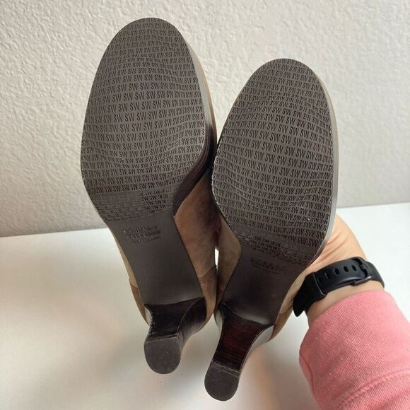 Stuart Weitzman Brown Taupe Suede Pumps Tassup Platform Heels with Tassel sz 5.5 - Picture 6 of 8